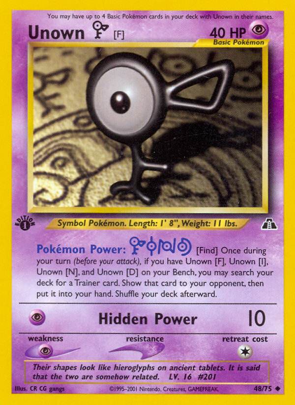 Unown [F] (48/75) [Neo Discovery 1st Edition] | Black Swamp Games