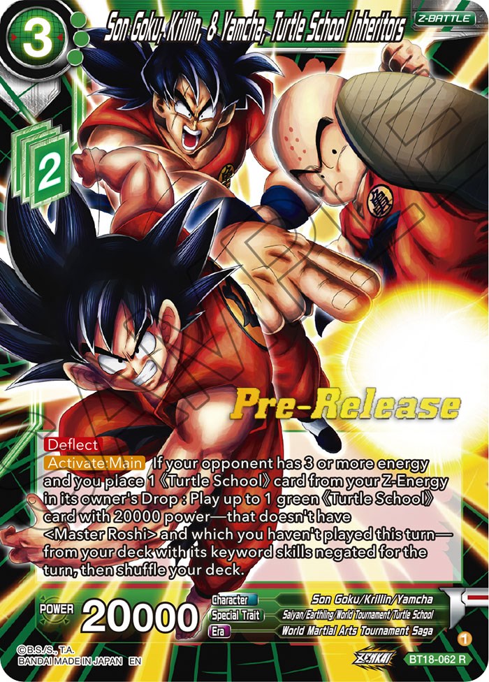 Son Goku, Krillin, & Yamcha, Turtle School Inheritors (BT18-062) [Dawn of the Z-Legends Prerelease Promos] | Black Swamp Games