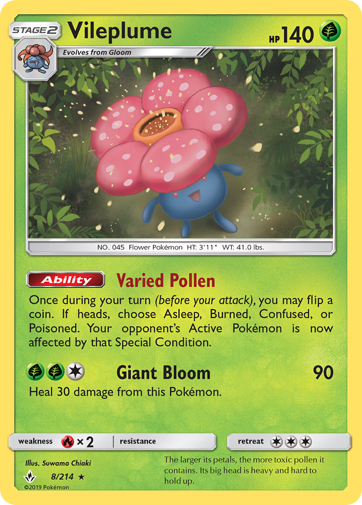 Vileplume (8/214) [Sun & Moon: Unbroken Bonds] | Black Swamp Games