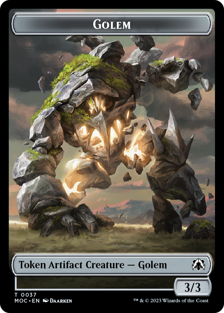 Golem // Clue Double-Sided Token [March of the Machine Commander Tokens] | Black Swamp Games