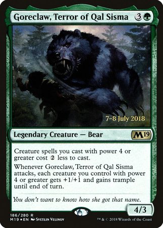 Goreclaw, Terror of Qal Sisma [Core Set 2019 Promos] | Black Swamp Games