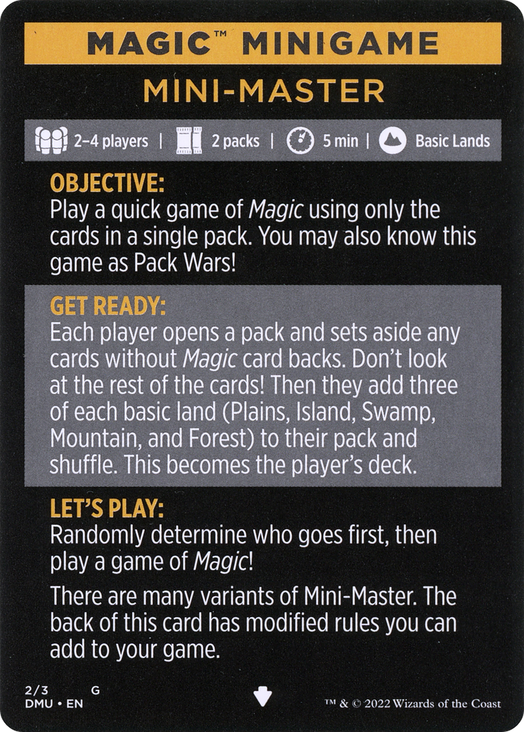 Mini-Master (Magic Minigame) [Commander Legends: Battle for Baldur's Gate Minigame] | Black Swamp Games