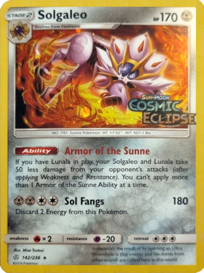 Solgaleo (142/236) (Cosmos Holo) [Sun & Moon: Cosmic Eclipse] | Black Swamp Games