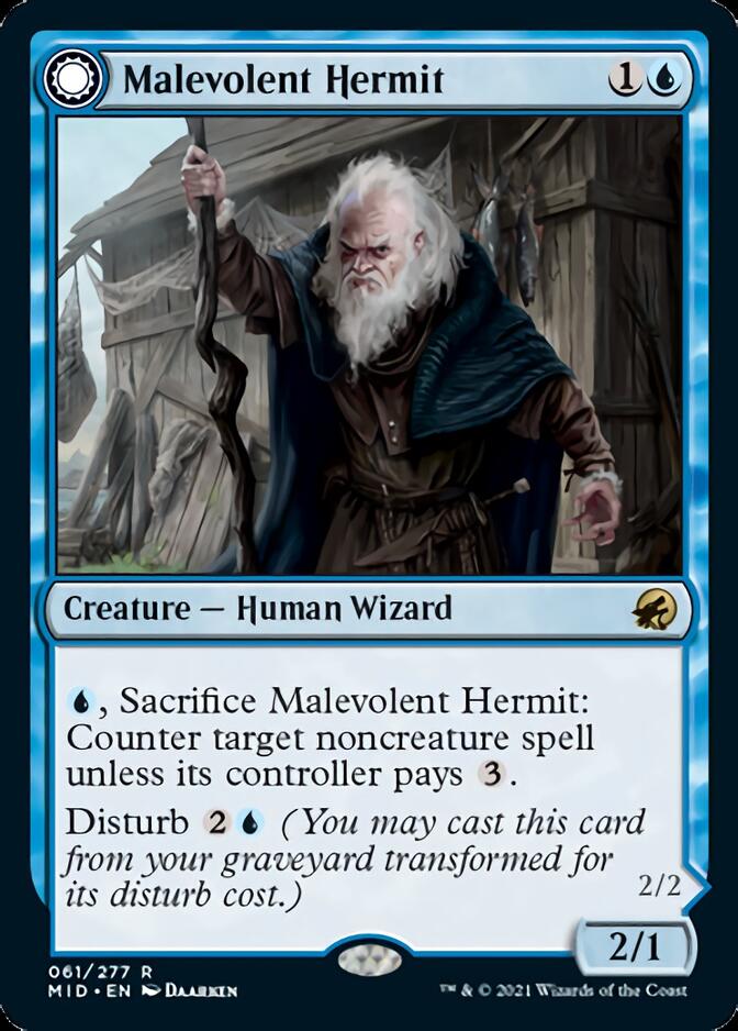 Malevolent Hermit // Benevolent Geist [Innistrad: Midnight Hunt] | Black Swamp Games