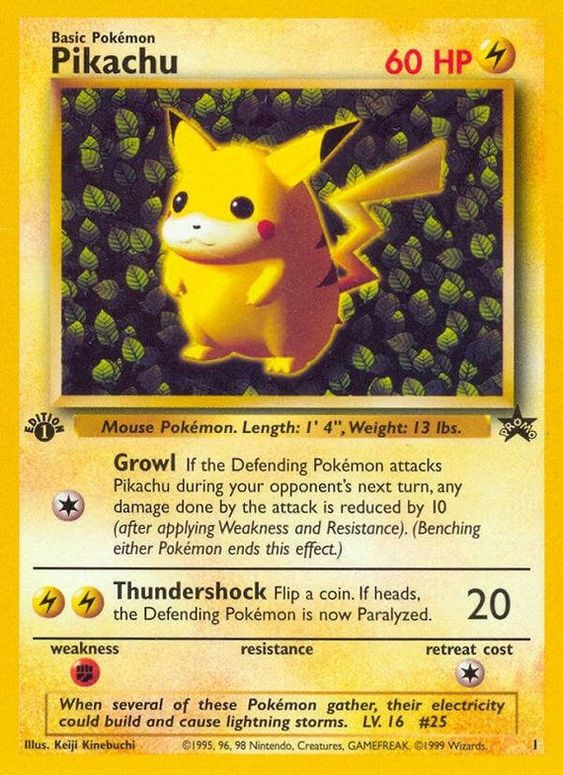 Pikachu (1) (1st Edition Misprint Promo) [Wizards of the Coast: Black Star Promos] | Black Swamp Games