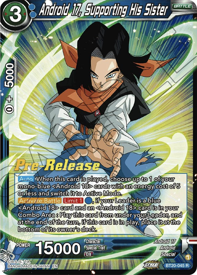 Android 17, Supporting His Sister (BT20-045) [Power Absorbed Prerelease Promos] | Black Swamp Games