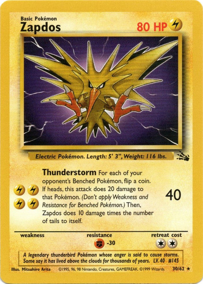 Zapdos (30/62) [Fossil Unlimited] | Black Swamp Games