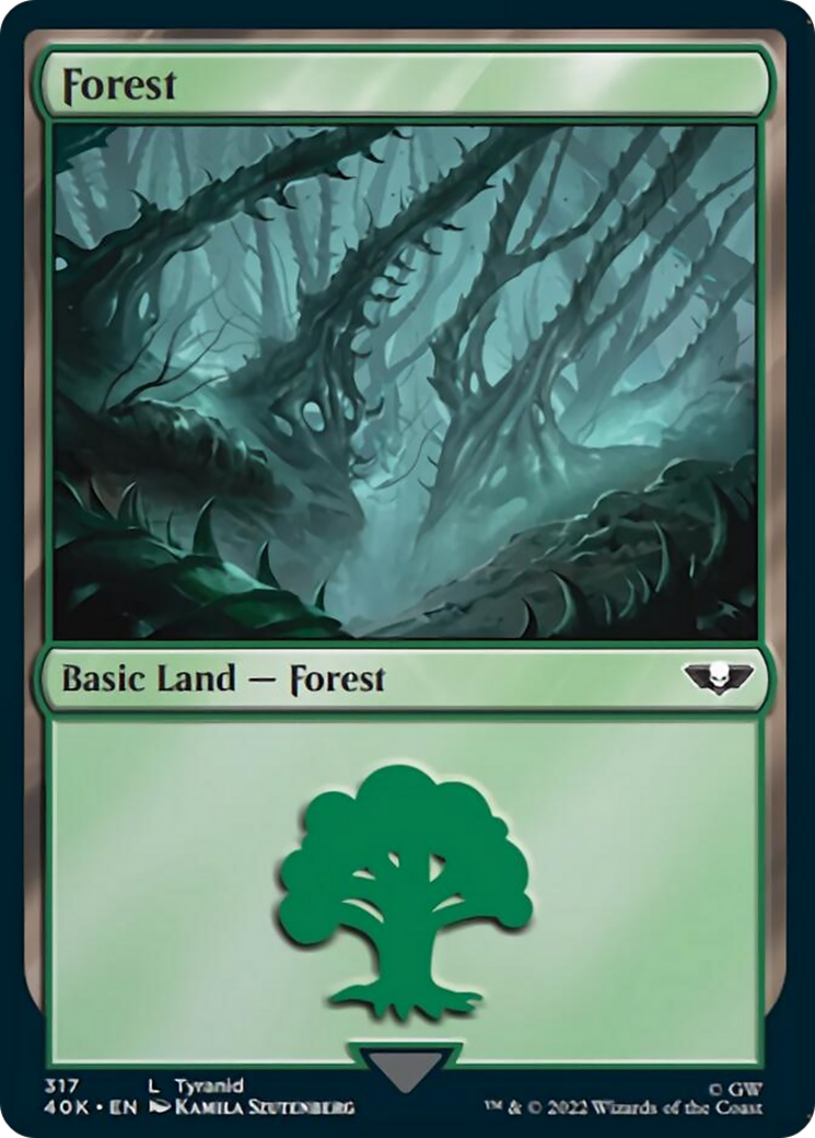 Forest (317) (Surge Foil) [Universes Beyond: Warhammer 40,000] | Black Swamp Games