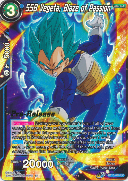 SSB Vegeta, Blaze of Passion (BT10-040) [Rise of the Unison Warrior Prerelease Promos] | Black Swamp Games