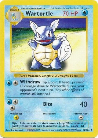 Wartortle (42/102) [Base Set Shadowless Unlimited] | Black Swamp Games