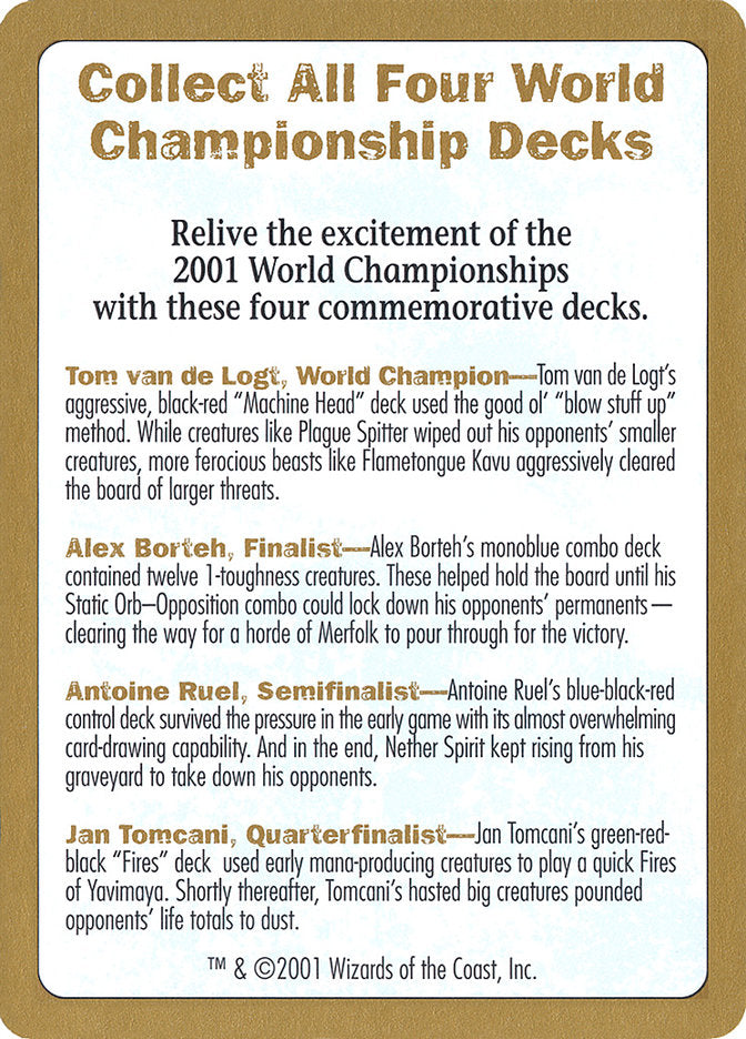 2001 World Championships Ad [World Championship Decks 2001] | Black Swamp Games