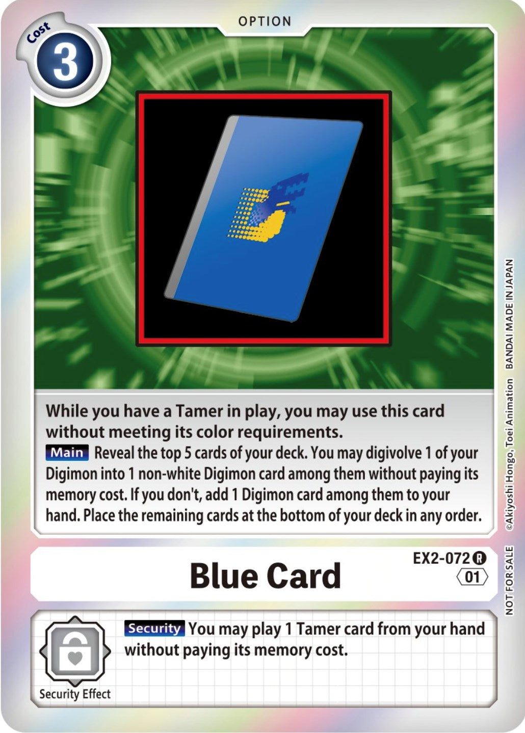 Blue Card [EX2-072] (Event Pack 4) [Digital Hazard Promos] | Black Swamp Games