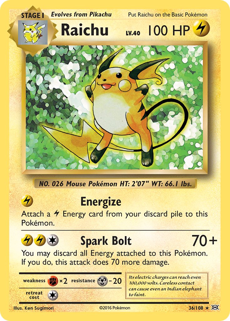 Raichu (36/108) (Theme Deck Exclusive) [XY: Evolutions] | Black Swamp Games