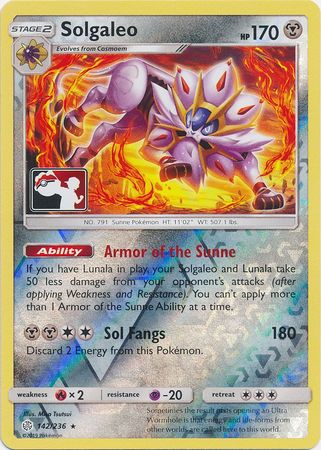 Solgaleo (142/236) (Pokemon Club Special Print) [Sun & Moon: Cosmic Eclipse] | Black Swamp Games