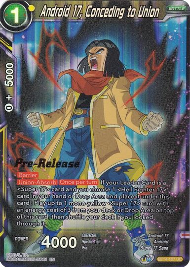Android 17, Conceding to Union (BT14-107) [Cross Spirits Prerelease Promos] | Black Swamp Games