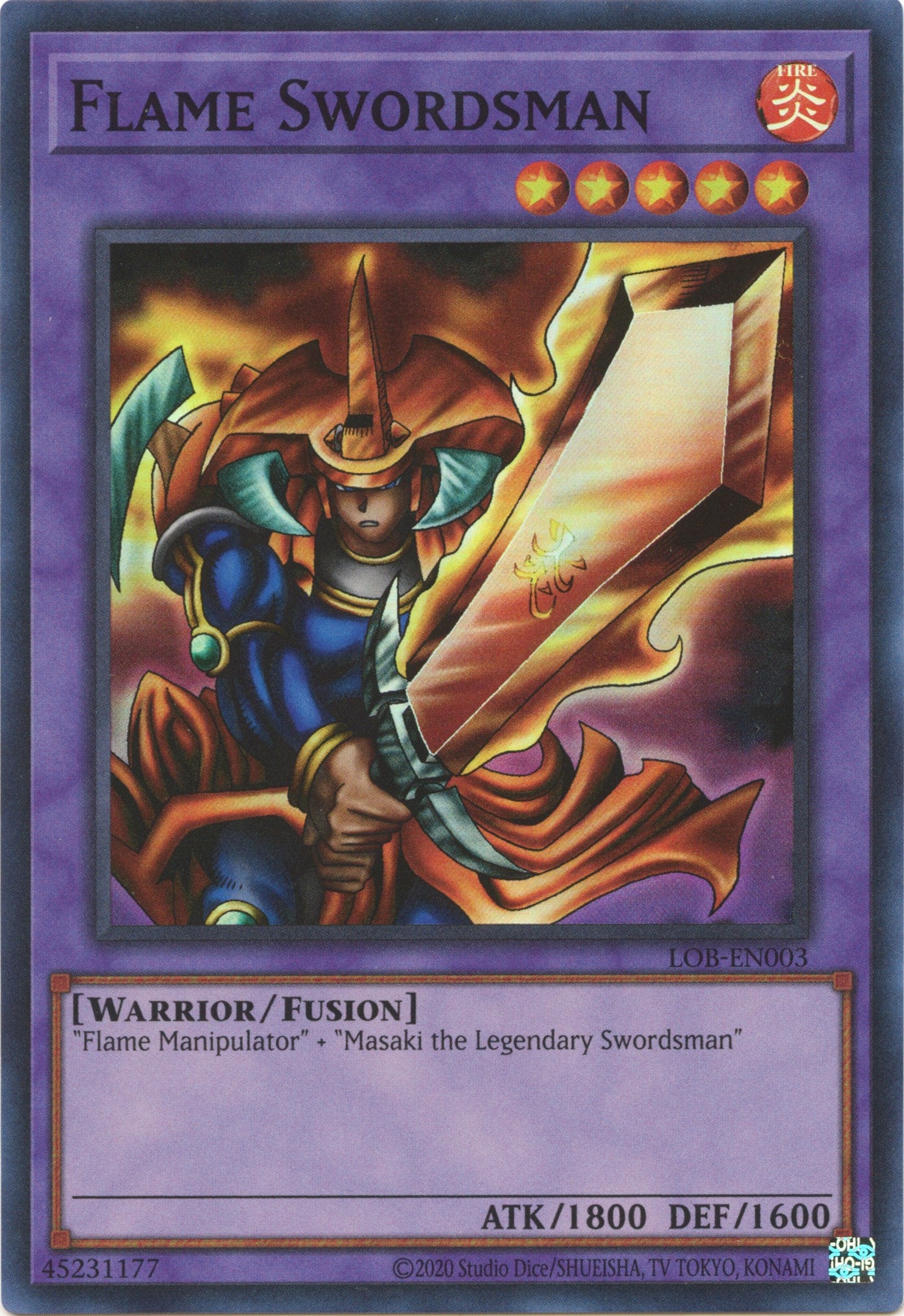Flame Swordsman (25th Anniversary) [LOB-EN003] Super Rare | Black Swamp Games