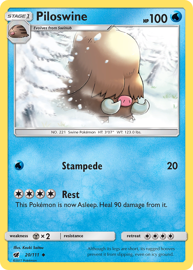 Piloswine (20/111) [Sun & Moon: Crimson Invasion] | Black Swamp Games