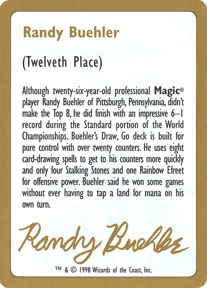 Randy Buehler Bio [World Championship Decks 1998] | Black Swamp Games