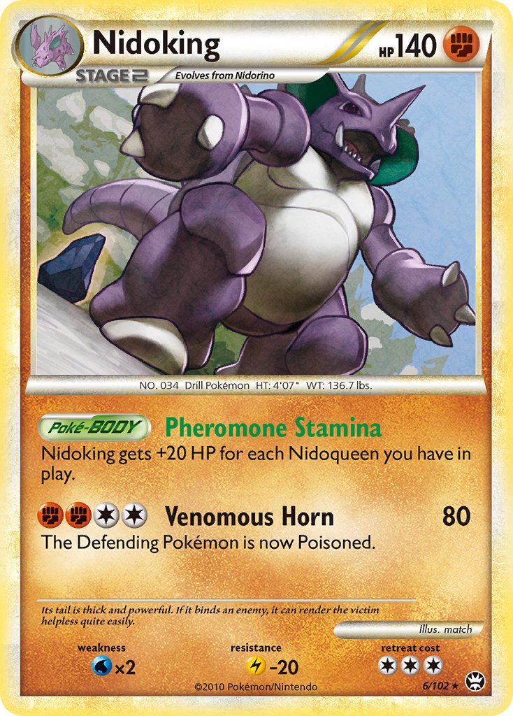 Nidoking (6/102) (Cracked Ice Holo) (Theme Deck Exclusive) [HeartGold & SoulSilver: Triumphant] | Black Swamp Games