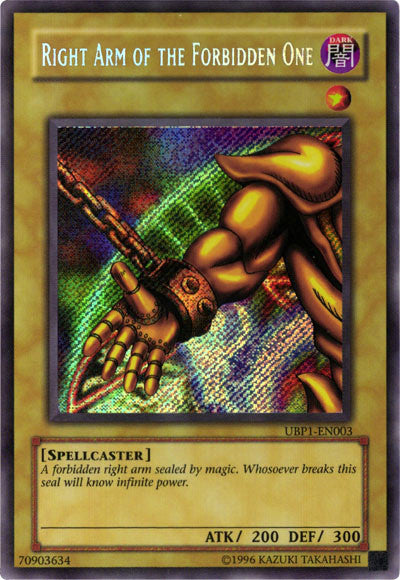 Right Arm of the Forbidden One [UBP1-EN003] Secret Rare | Black Swamp Games