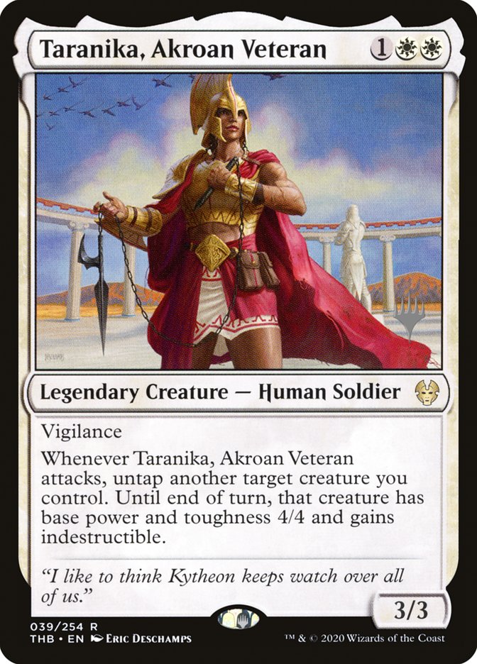 Taranika, Akroan Veteran (Promo Pack) [Theros Beyond Death Promos] | Black Swamp Games