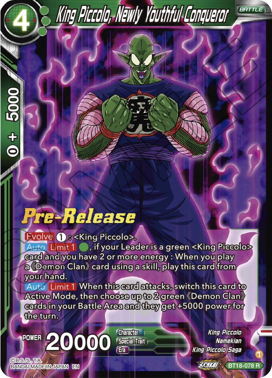 King Piccolo, Newly Youthful Conqueror (BT18-078) [Dawn of the Z-Legends Prerelease Promos] | Black Swamp Games