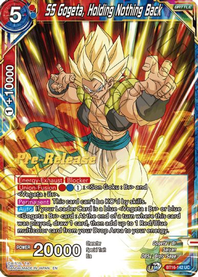 SS Gogeta, Holding Nothing Back (BT16-142) [Realm of the Gods Prerelease Promos] | Black Swamp Games