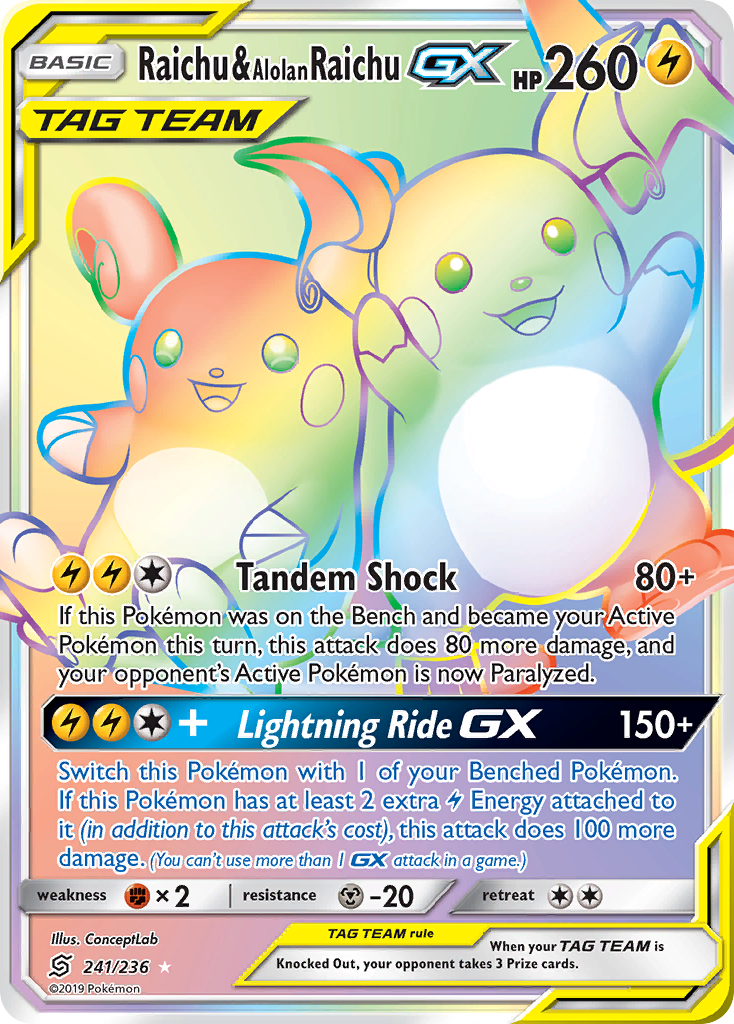 Raichu & Alolan Raichu GX (241/236) [Sun & Moon: Unified Minds] | Black Swamp Games