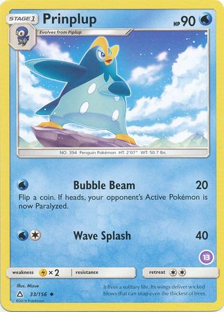 Prinplup (33/156) (Deck Exclusive #13) [Sun & Moon: Trainer Kit - Alolan Sandslash] | Black Swamp Games