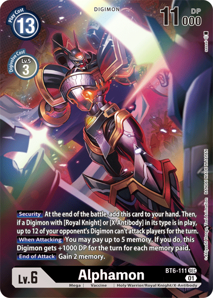 digimon card game alternate art Gallantmon AD1-008 SR If DNA digivolving Digimon TCG Alternate Art Cards