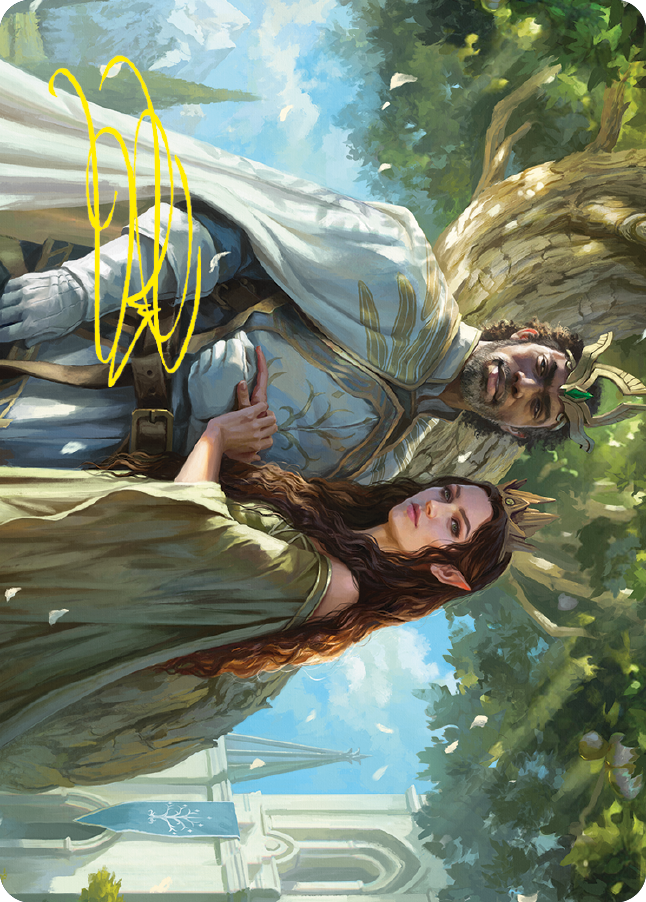 Aragorn and Arwen, Wed Art Card (Gold-Stamped Signature) [The Lord of the Rings: Tales of Middle-earth Art Series] | Black Swamp Games