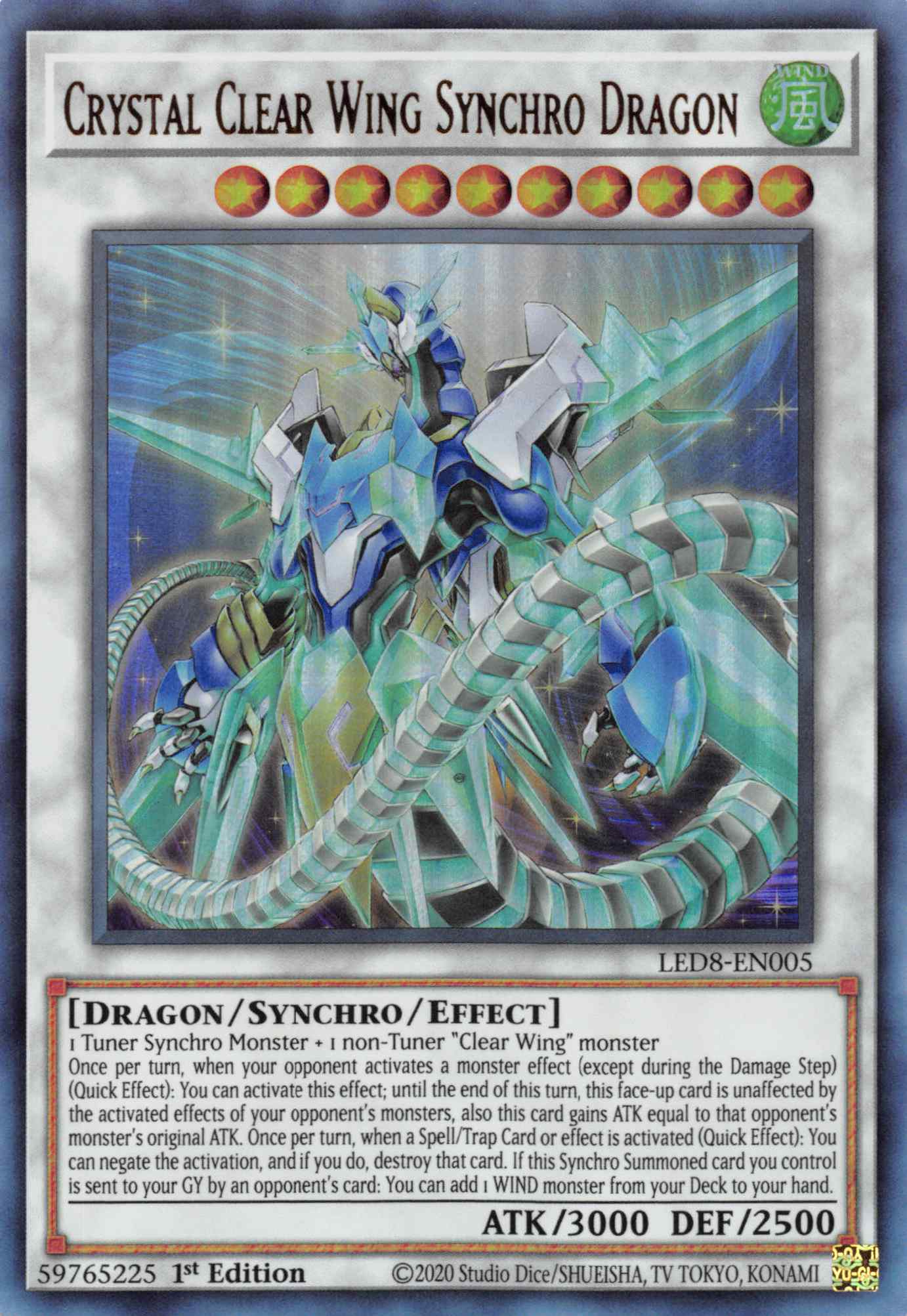 Crystal Clear Wing Synchro Dragon [LED8-EN005] Ultra Rare | Black Swamp Games