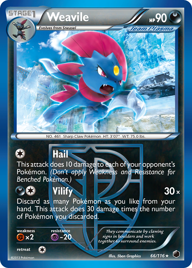 Weavile (66/116) [Black & White: Plasma Freeze] | Black Swamp Games