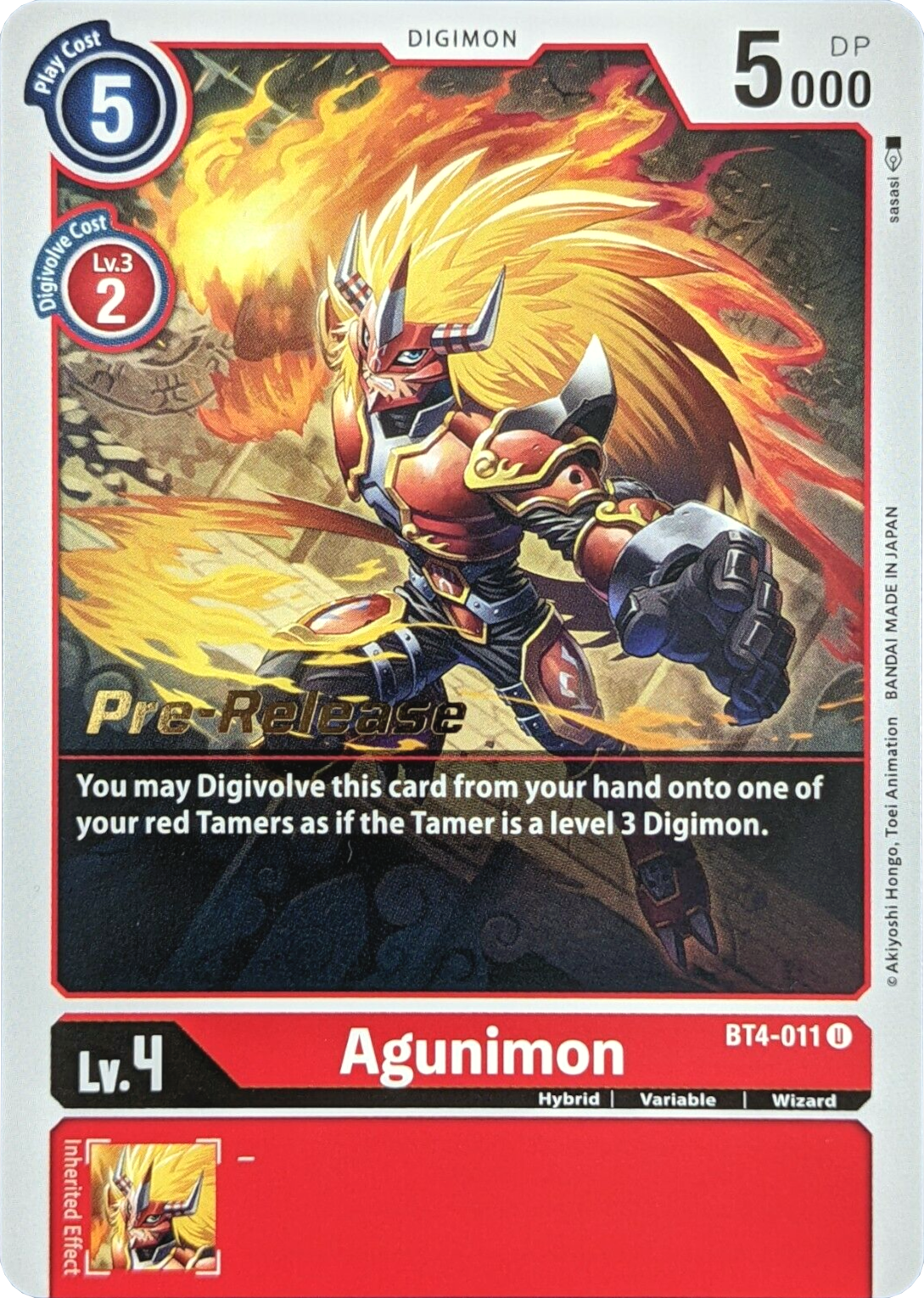 Agunimon [BT4-011] [Great Legend Pre-Release Promos] | Black Swamp Games