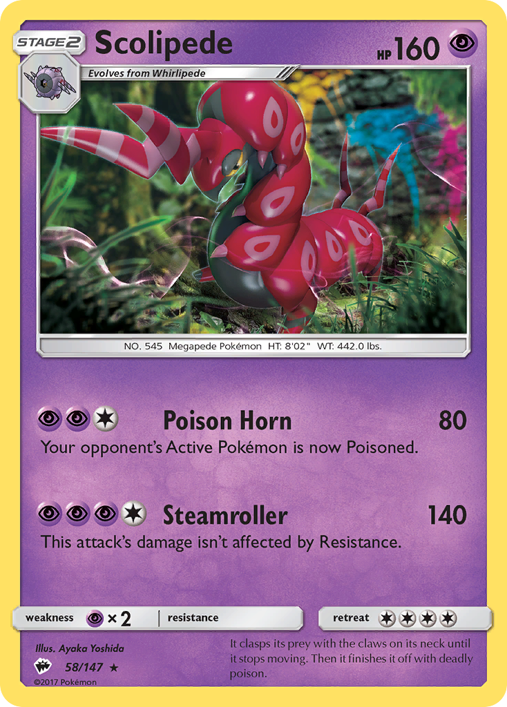 Scolipede (58/147) [Sun & Moon: Burning Shadows] | Black Swamp Games