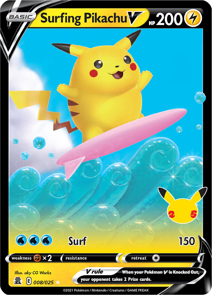 Surfing Pikachu V (008/025) [Celebrations: 25th Anniversary] | Black Swamp Games