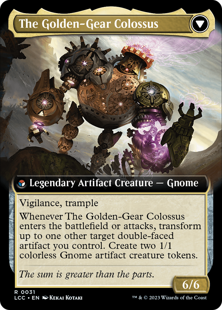 Tetzin, Gnome Champion // The Golden-Gear Colossus (Extended Art) [The Lost Caverns of Ixalan Commander] | Black Swamp Games