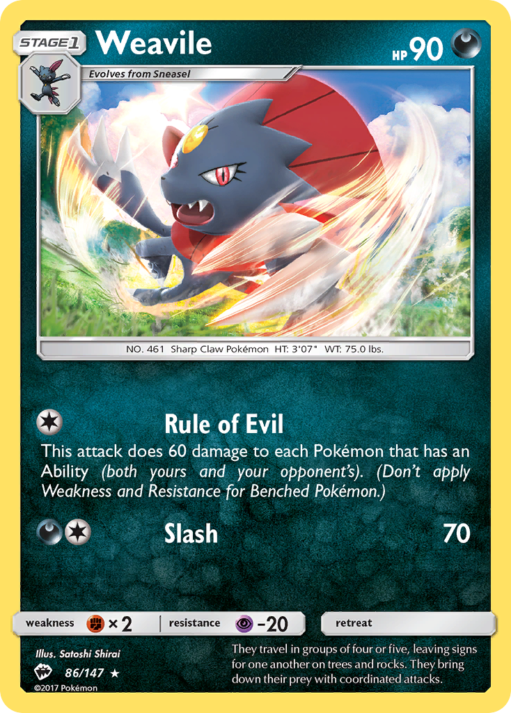 Weavile (86/147) [Sun & Moon: Burning Shadows] | Black Swamp Games