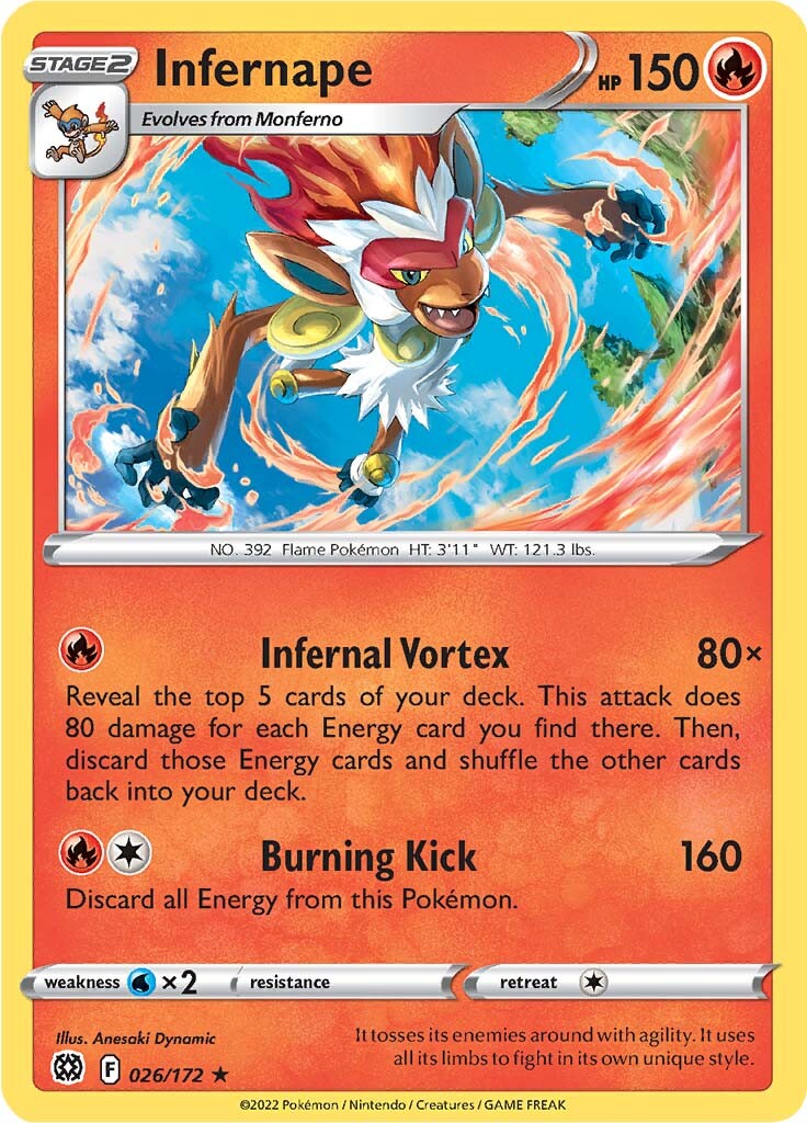 Infernape (026/172) (Theme Deck Exclusive) [Sword & Shield: Brilliant Stars] | Black Swamp Games