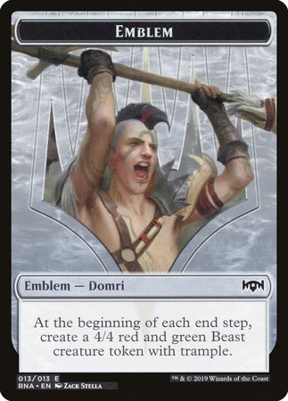 Emblem - Domri, Chaos Bringer [Ravnica Allegiance Tokens] | Black Swamp Games