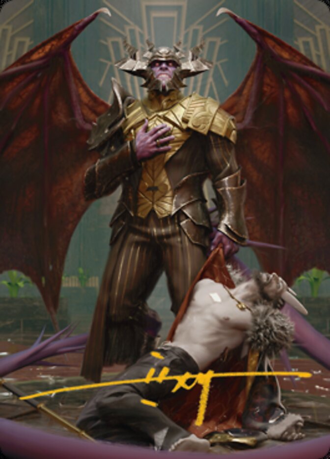 Ob Nixilis, the Adversary 1 Art Card (Gold-Stamped Signature) [Streets of New Capenna Art Series] | Black Swamp Games