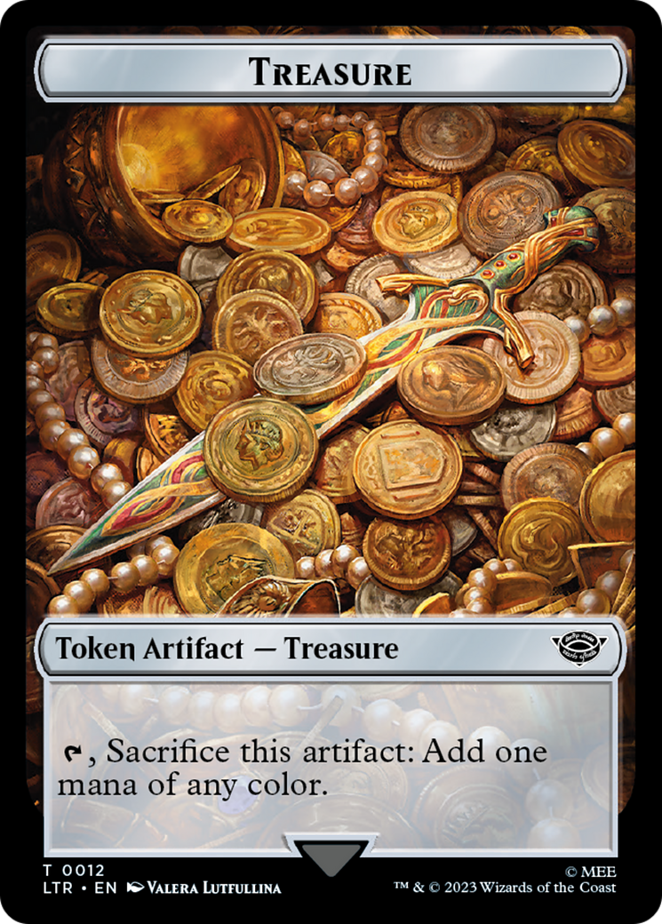 Human // Treasure Double-Sided Token [The Lord of the Rings: Tales of Middle-Earth Commander Tokens] | Black Swamp Games