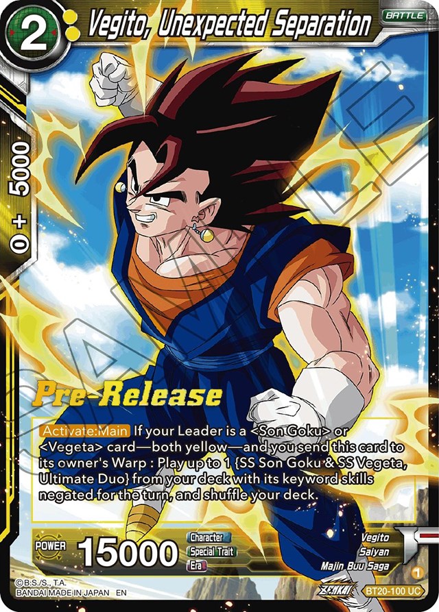 Vegito, Unexpected Separation (BT20-100) [Power Absorbed Prerelease Promos] | Black Swamp Games