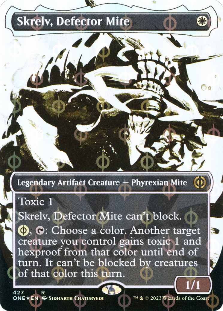 Skrelv, Defector Mite (Borderless Ichor Step-and-Compleat Foil) [Phyrexia: All Will Be One] | Black Swamp Games