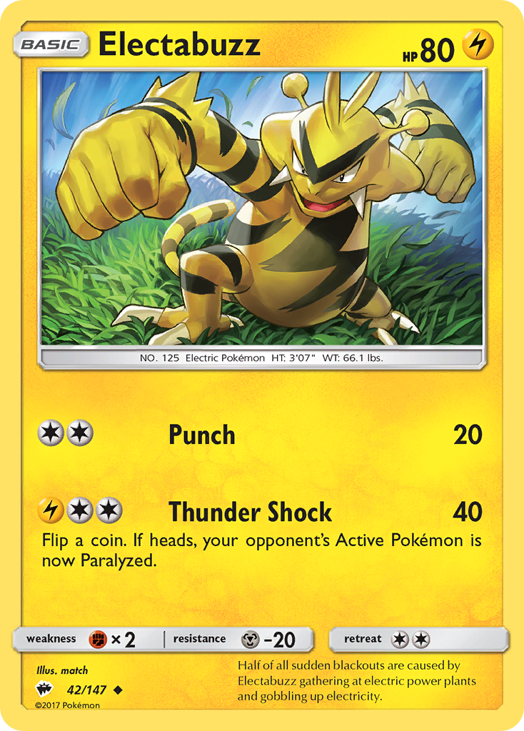 Electabuzz (42/147) [Sun & Moon: Burning Shadows] | Black Swamp Games