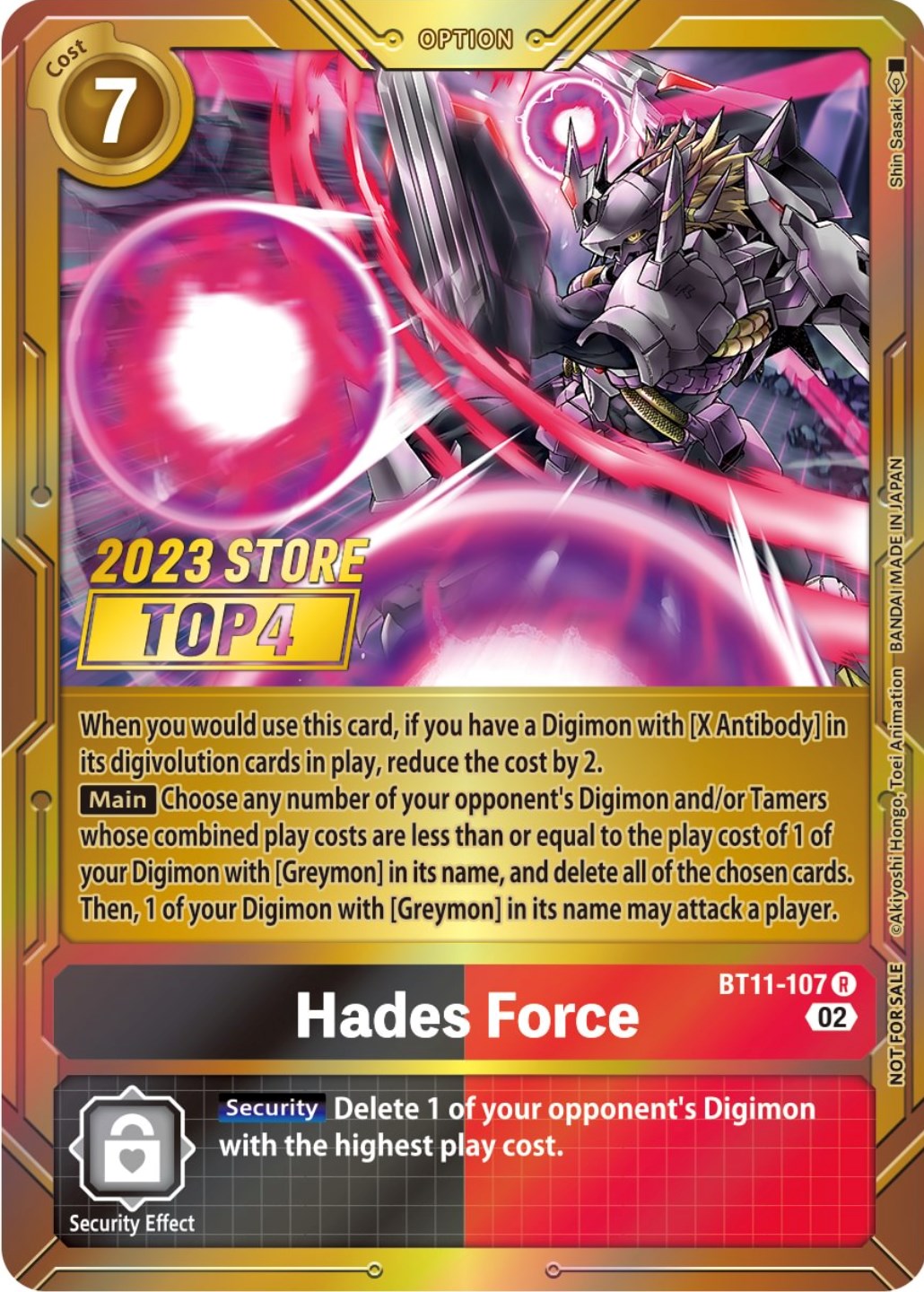 Hades Force [BT11-107] (2023 Store Top 4) [Dimensional Phase Promos] | Black Swamp Games