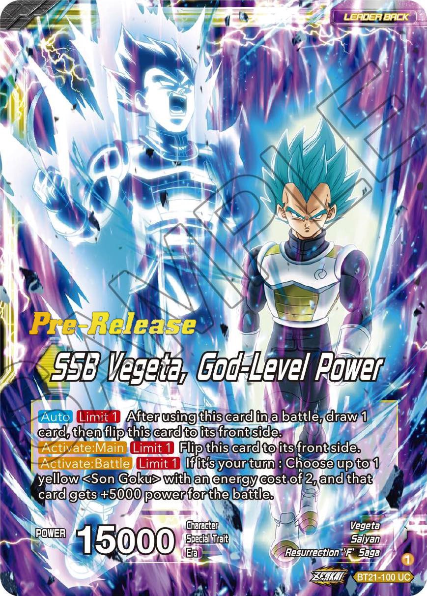 SSB Son Goku // SSB Vegeta, God-Level Power (BT21-100) [Wild Resurgence Pre-Release Cards] | Black Swamp Games