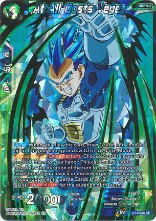 At All Costs Vegeta (Shatterfoil) (BT4-030) [Dragon Brawl] | Black Swamp Games