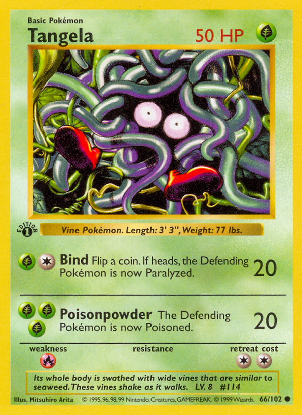 Tangela (66/102) (Shadowless) [Base Set 1st Edition] | Black Swamp Games