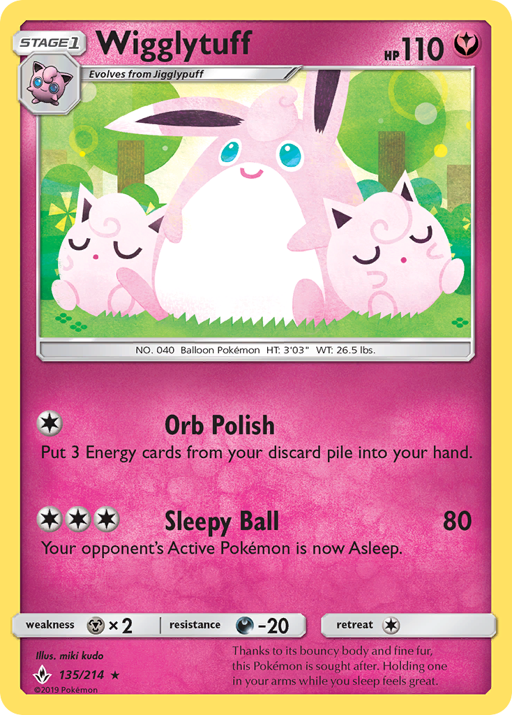 Wigglytuff (135/214) [Sun & Moon: Unbroken Bonds] | Black Swamp Games